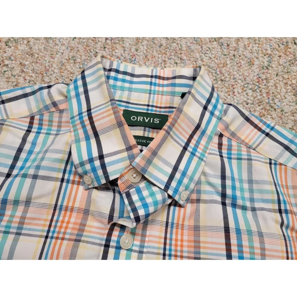 Orvis Shirt Men Medium Multi Plaid Long Sleeve Button Down Outdoors Fishing Camp - Picture 6 of 16